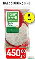 TARIM KREDİ BALDO PİRİNÇ 5 KG fiyat ve kampanya bilgisi